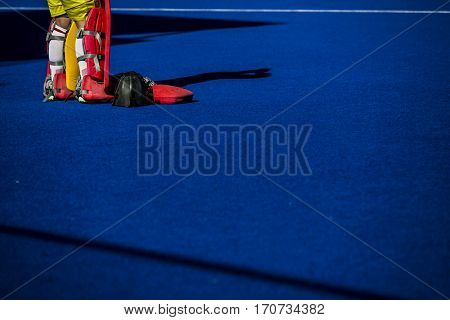 VALENCIA, SPAIN - FEBRUARY 5: Spanish goalkeeper during Hockey World League Round 2 match between Spain and Czech Republic at Betero Stadium on February 5, 2017 in Valencia, Spain