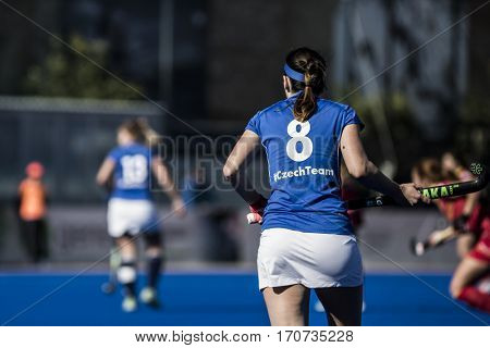 VALENCIA, SPAIN - FEBRUARY 5: Kamila Dukatova during Hockey World League Round 2 match between Spain and Czech Republic at Betero Stadium on February 5, 2017 in Valencia, Spain