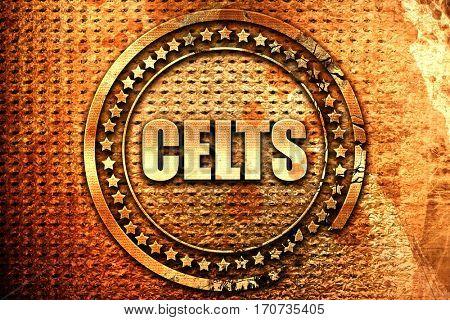 celts, 3D rendering, text on metal