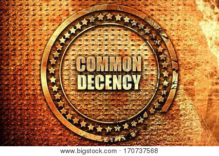 common decency, 3D rendering, text on metal