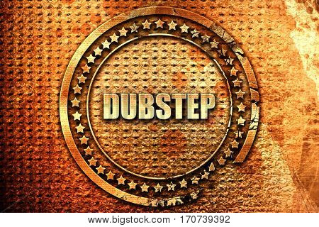 dubstep, 3D rendering, text on metal