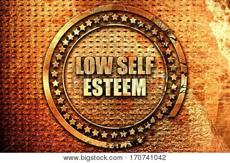 low selfesteem, 3D rendering, text on metal