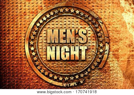 mens night, 3D rendering, text on metal