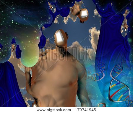 DNA and Human Mind Abstract  Some elements provided courtesy of NASA  3D Render

