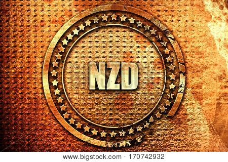 nzd, 3D rendering, text on metal