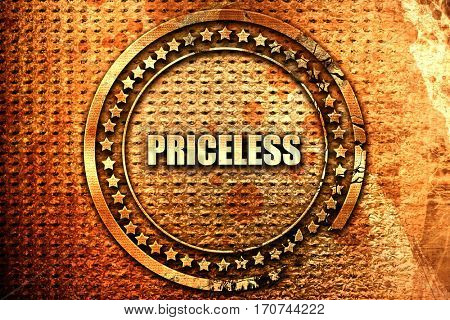 priceless, 3D rendering, text on metal