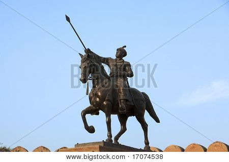 Jganga จุนากาห์ฟอร์ทในรัฐราชสถานเมือง Bikaner อินเดียรูปปั้นสิงห์