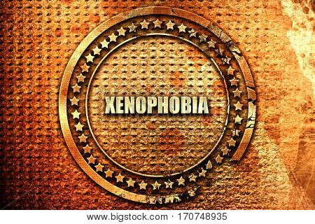 xenophobia, 3D rendering, text on metal