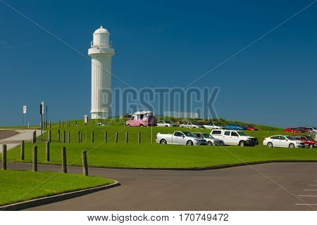Lighthouse in Wollongong, Australia, bright summer weather