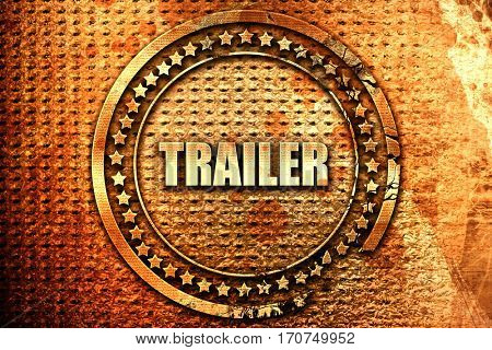 trailer, 3D rendering, text on metal