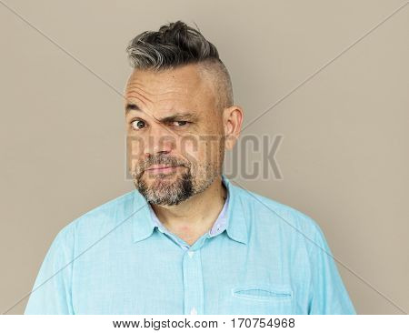 Man Squint Eye Curious Suspicious Squinting
