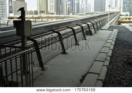 Dubai, United Arab Emirates - February 11, 2017, The Dubai Metro is a driverless, fully automated metro rail network in Dubai, United Arab Emirates