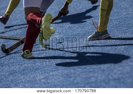 VALENCIA, SPAIN - FEBRUARY 7: Players during Hockey World League Round 2 match between Ghana and Poland at Betero Stadium on February 7, 2017 in Valencia, Spain