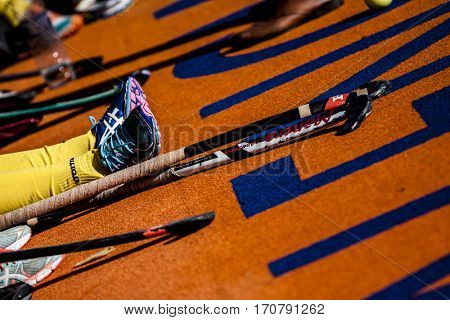 VALENCIA, SPAIN - FEBRUARY 7: Ghana players during Hockey World League Round 2 match between Ghana and Poland at Betero Stadium on February 7, 2017 in Valencia, Spain