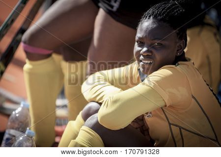 VALENCIA, SPAIN - FEBRUARY 7: Ghana player during Hockey World League Round 2 match between Ghana and Poland at Betero Stadium on February 7, 2017 in Valencia, Spain