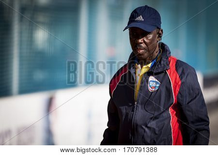 VALENCIA, SPAIN - FEBRUARY 7: Emmanuel Ahadjie during Hockey World League Round 2 match between Ghana and Poland at Betero Stadium on February 7, 2017 in Valencia, Spain