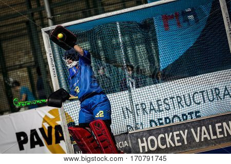 VALENCIA, SPAIN - FEBRUARY 7: Melanie Garcia during Hockey World League Round 2 match between Spain and Turkey at Betero Stadium on February 7, 2017 in Valencia, Spain