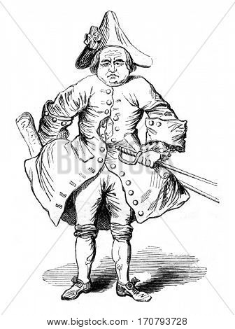 The knight desseasau, vintage engraved illustration. Magasin Pittoresque 1852.