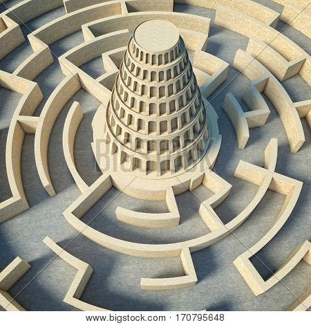 babel tower concept 3d rendering