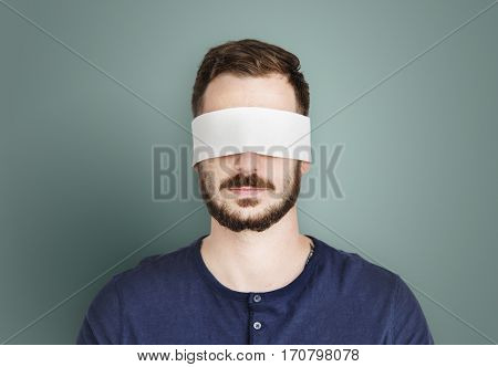Man Eye Covered Blind Forbidden Lost Concept