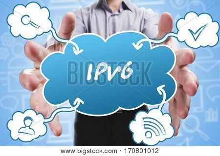Business, Technology, Internet And Marketing. Young Businessman Thinking About: Ipv6