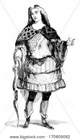 Costume Adoms, vintage engraved illustration. Magasin Pittoresque 1842.