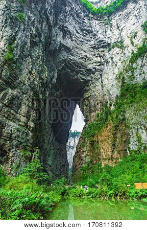 Wulong Karst limestone rock formations in Longshui Gorge Difeng an important constituent part of the Wulong Karst World Natural Heritage Chongqing China