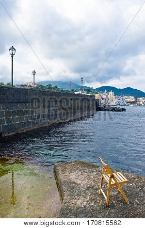 Italy, Ischia, Ischia Ponte, the village seen from the bridge