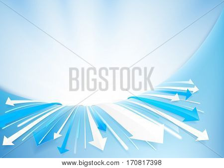 Abstract blue and white arrows background. technology concept design
