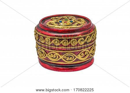 Red Round Shape Thai Bowl/ Pot Lacquerware