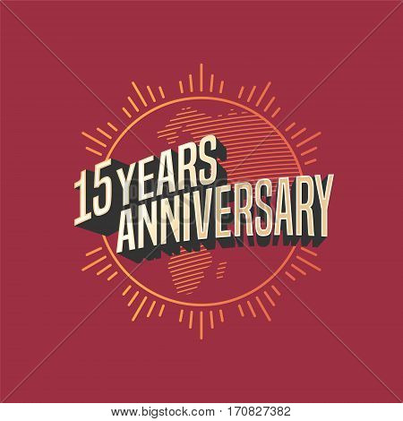 15 years anniversary vector icon, logo. Graphic design element for decoration for 15th anniversary card
