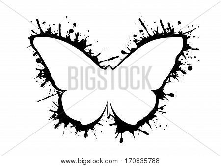 Abstract butterfly silhouette vector icon with splash isolated logo on white