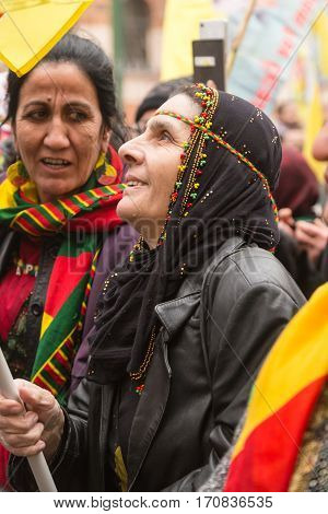 Kurdish Demonstrators Protesting In Milan, Italy