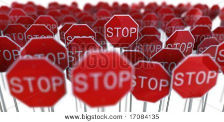 3D-Rendering viele Stopp-Schilder