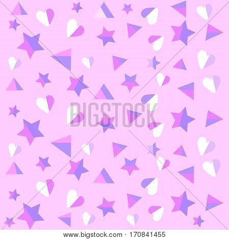 Delicate purple colored heart and stars background. Used as background for display your products - Vector illustration
