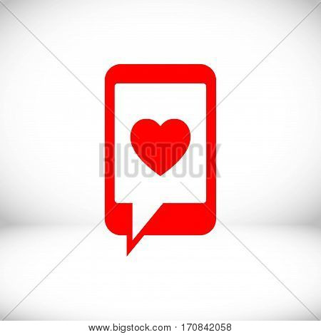 phone with hearts on the screen icon stock vector illustration flat design