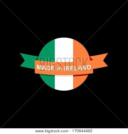Mde In Ireland Emblem. Irish Flag Sign. National Tape. Logo For Production. Symbol For Manufacture