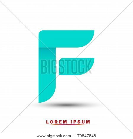 Letter F icon and logo template.  New design, elegant, and simple typographic . blue