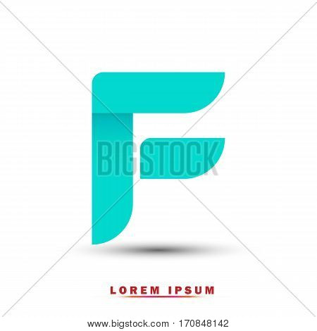 Letter F icon and logo template.  New design, elegant, and simple typographic . blue