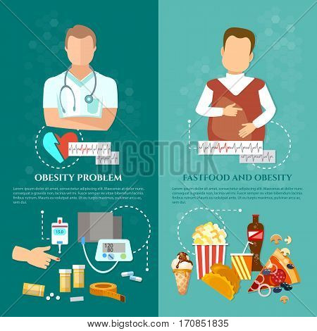 Obesity diabetes problems bad food diseases of cardiovascular system doctor and patient