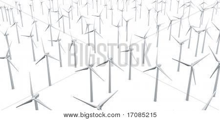 3D-Rendering mehrere Windkraftanlagen in einem Wite-Studio-setup