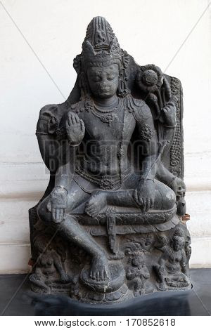 KOLKATA, INDIA - FEBRUARY 09: Six armed Avalokitesvara, from 10th century found in Nalanda, Bihar now exposed in the Indian Museum in Kolkata, West Bengal, India on February 09, 2016.