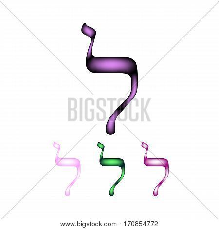Hebrew font. The Hebrew language. The letter lamed. Vector illustration on isolated background.