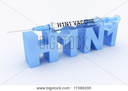 3D-gengivelse af et h1n1 logo med en sprøjte ontop med 