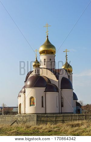 New Orthodox Church of Peter and Paul in the village of Sennoy Temryuk district Krasnodar Krai.