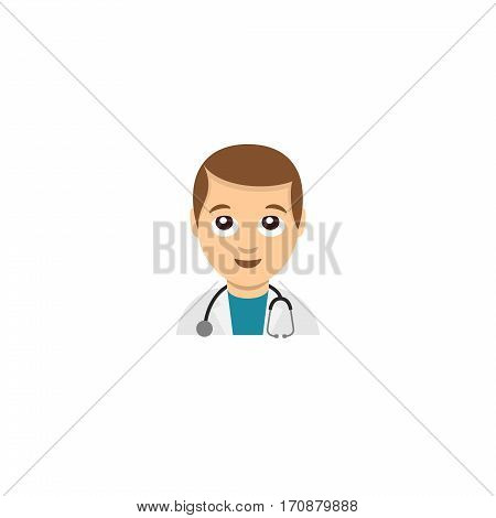 Abstract funny flat design man doctor emoticon illustration