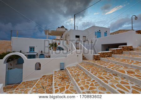 Street in Chora village on Anafi island.