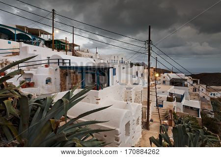 ANAFI, GREECE - JANUARY 15, 2017: View of Chora village on Anafi island on January 15, 2017.