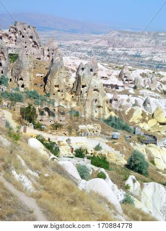 Dwellings into rocks.Early christians dwelt in these dwellings.