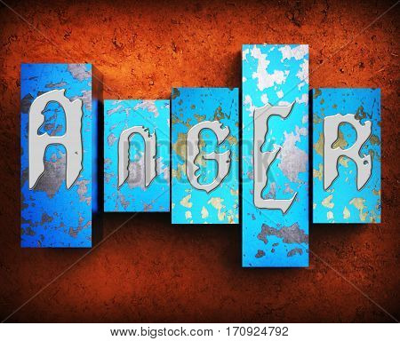 Angry Word Means Fury Rage 3D Illustration